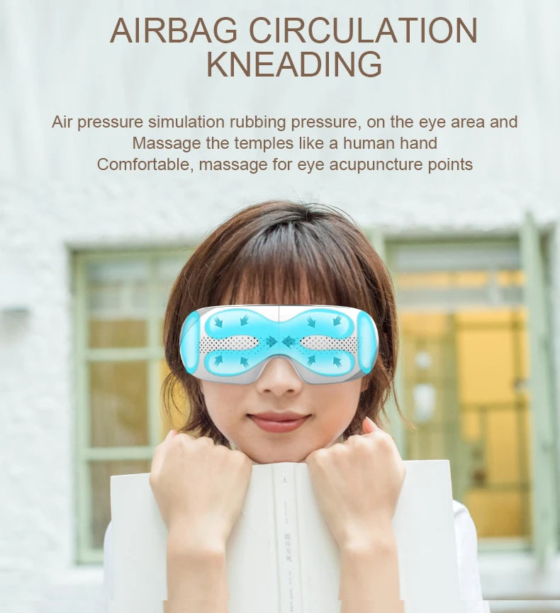 Masseur Oculaire Portable | Compression d’Air, Chauffage, Vibration et Musique pour Soulager la Fatigue des Yeux