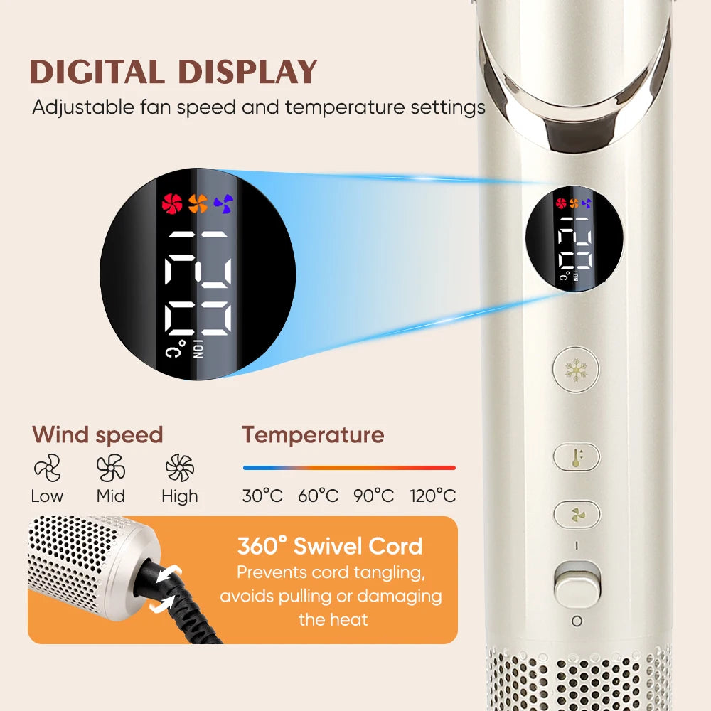 Brosse à air chaud professionnelle électrique pour le coiffage, fer à friser automatique, styler 6 en 1, sèche-cheveux pour salon de coiffure