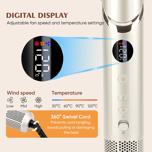 Brosse à air chaud professionnelle électrique pour le coiffage, fer à friser automatique, styler 6 en 1, sèche-cheveux pour salon de coiffure