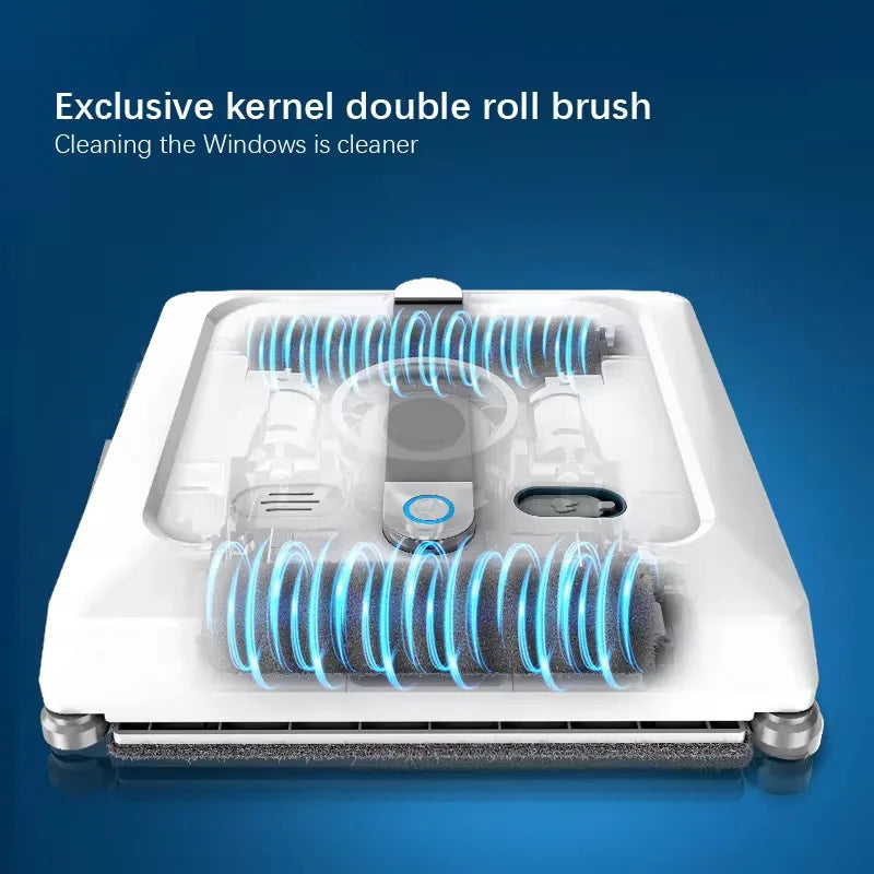 Robot nettoyeur de vitres OEM en gros, 2 brosses rotatives, pompe à eau 6 voies 9 kPa, contrôle par application et instructions vocales, pour usage domestique