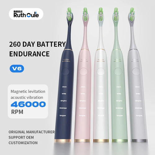 Brosse à Dents Sonique Intelligente V6 | 48K VPM, 5 Modes, Longue Autonomie et Effet Blanchissant