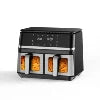 Friteuse à air chaud Factory Custom 2000W à double panier en verre et acier inoxydable, grande capacité (15 litres)