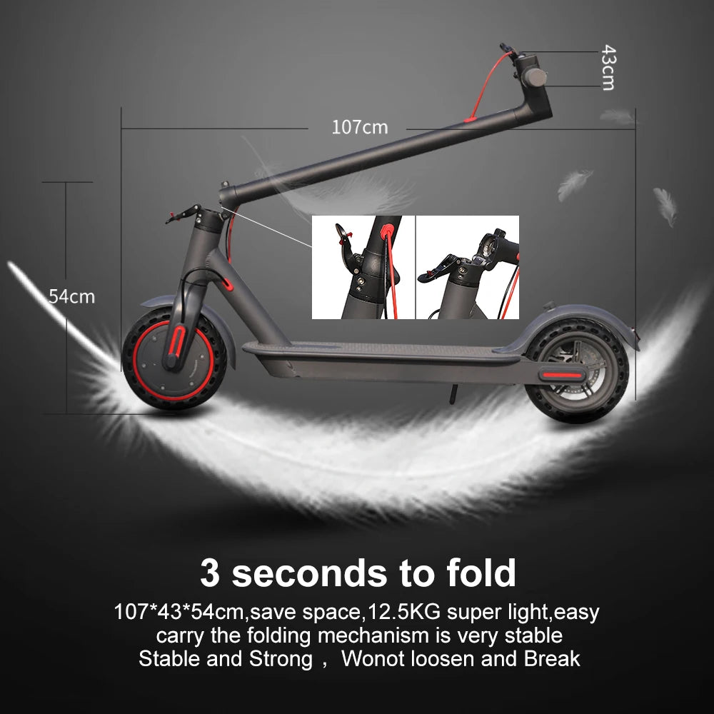 Trottinette électrique urbaine pour adultes, de fabrication professionnelle, avec pneus pleins et double freinage.