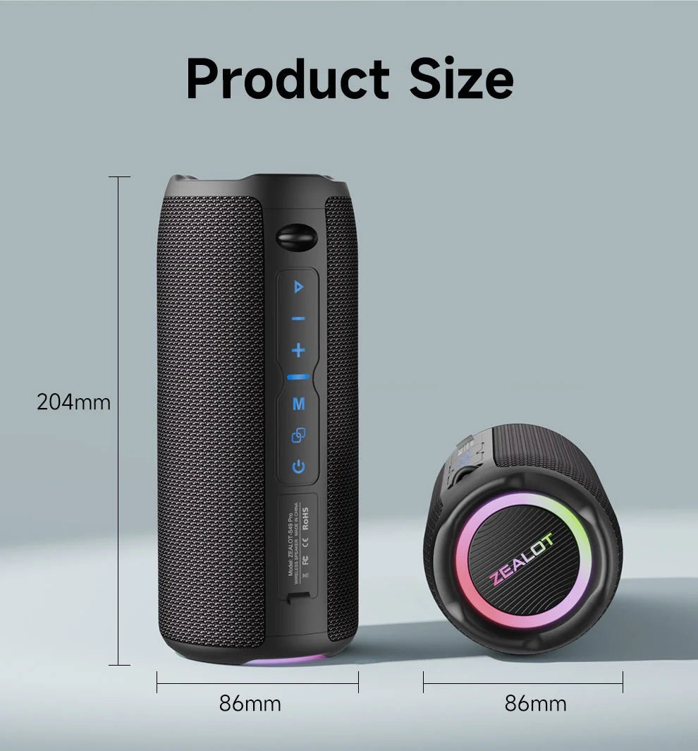 Lampe torche portable Enceinte Zealot S49 Pro – 20 W, IPX6, Bluetooth 5.2, RGB et batterie 3 600 mAh