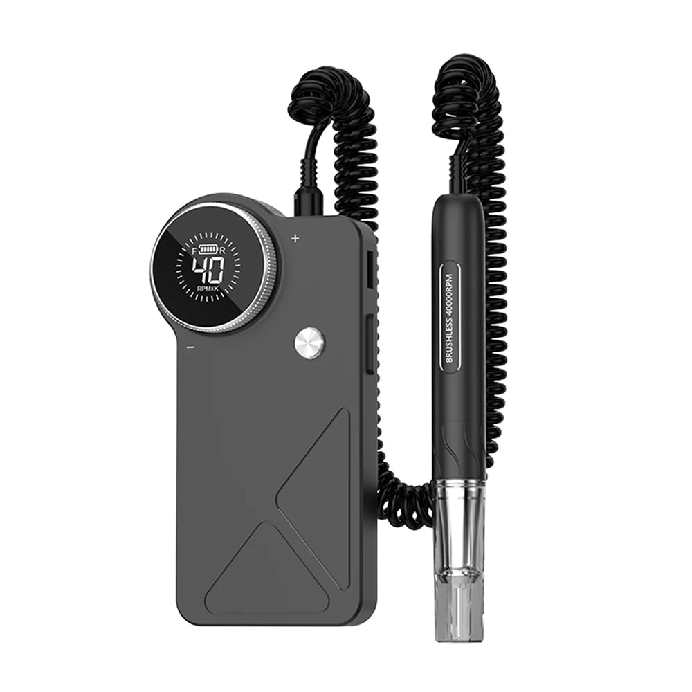 WELLSTRY Nouvelle arrivée Perceuse à ongles portable rechargeable sans balais 40000 tr/min Embouts en tungstène et acier inoxydable