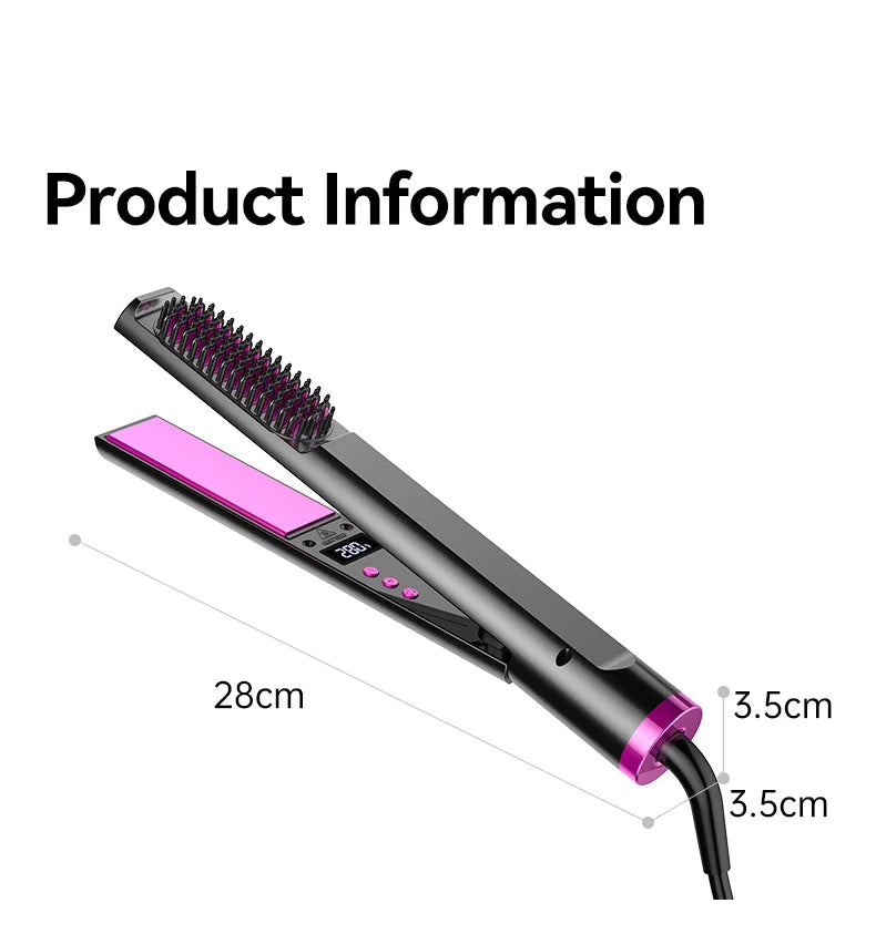 Lisseur 3 en 1 QXXZ, peigne + lisseur + brosse de massage, céramique, 60 W, 120-230°C, LED
