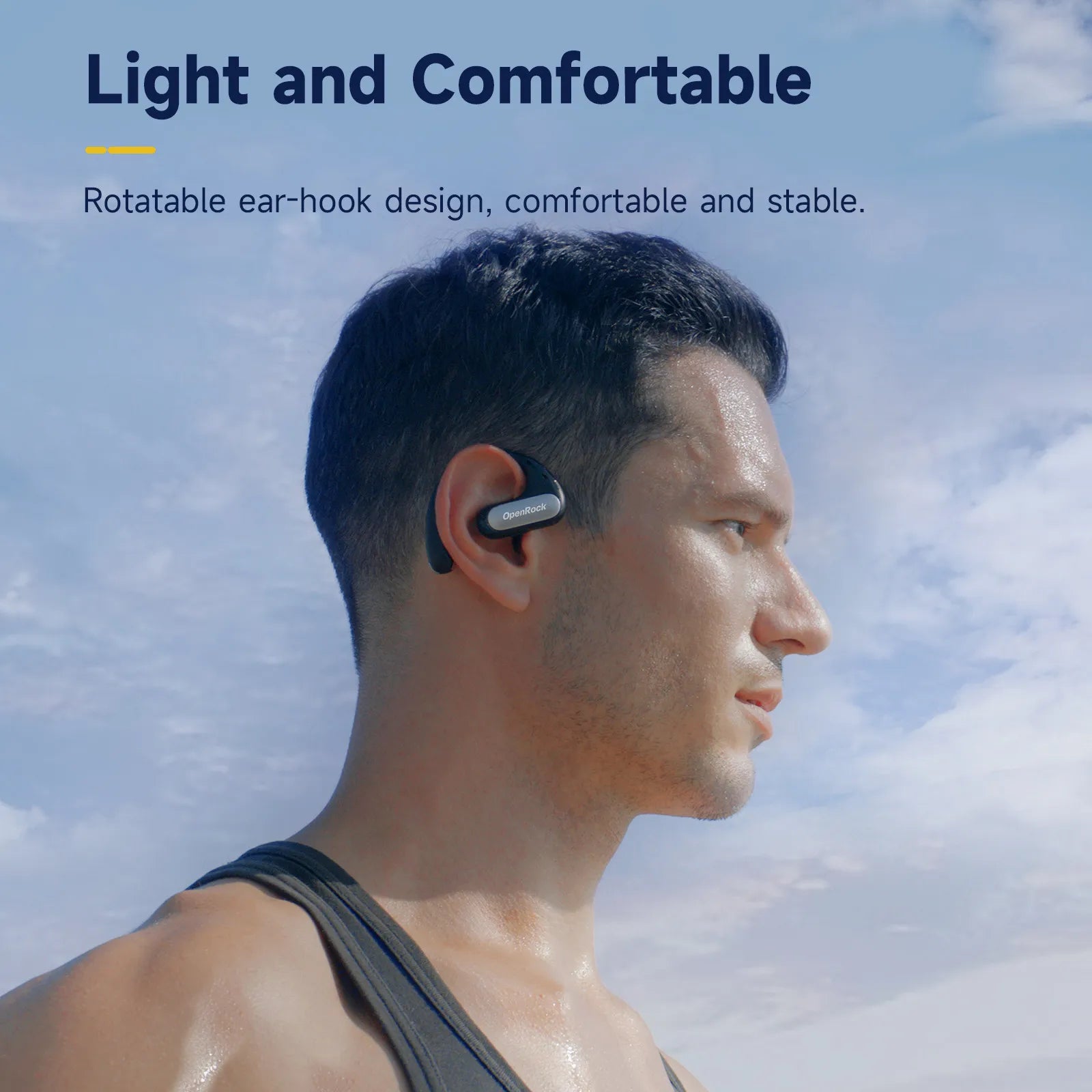 Écouteurs Open-Ear OpenRock T1 – Bluetooth 5.0, 15h Autonomie & IPX5 Sport