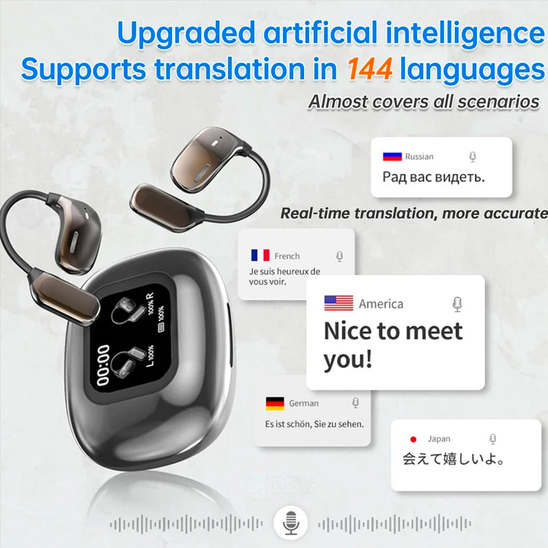Écouteurs Traducteurs OWS IA – 144 Langues, Temps Réel, Bluetooth & iPhone Android