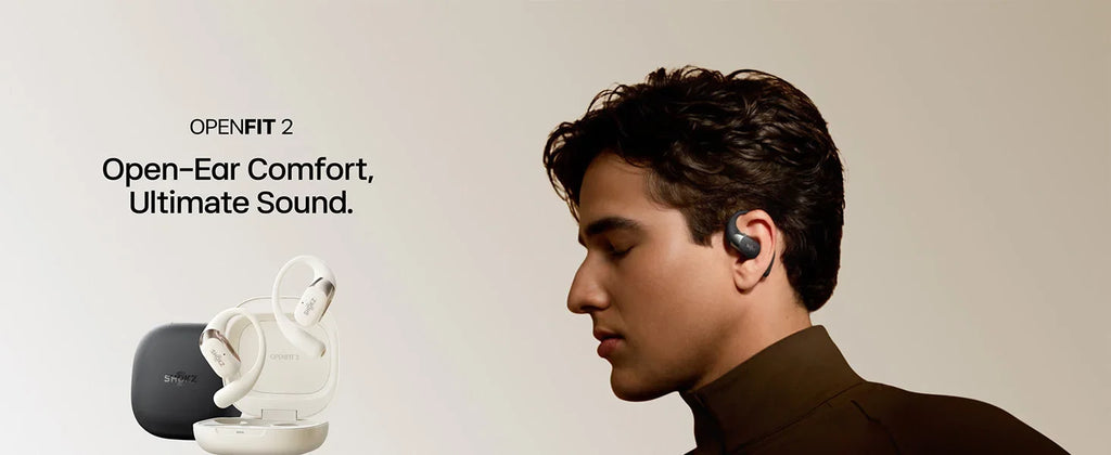 Écouteurs Open-Ear SHOKZ OpenFit 2 – Bluetooth, LED, Micro & Crochet Confortable