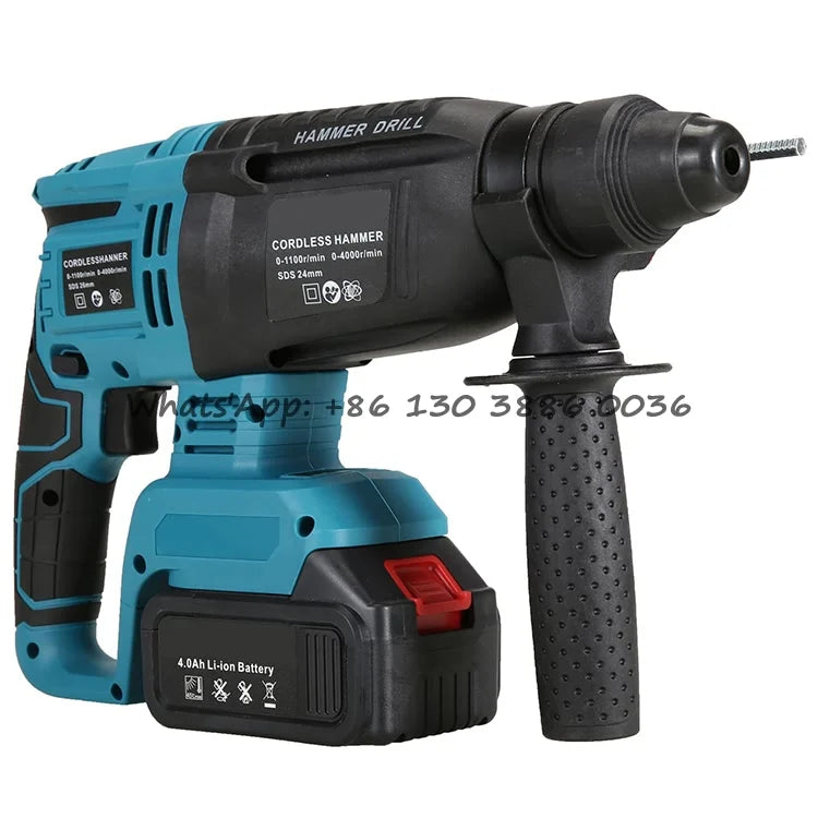 Marteau-piqueur portable 21 V 800 W, 26 mm, avec batterie au lithium. Perceuse à percussion sans fil et marteau rotatif de démolition compacte.