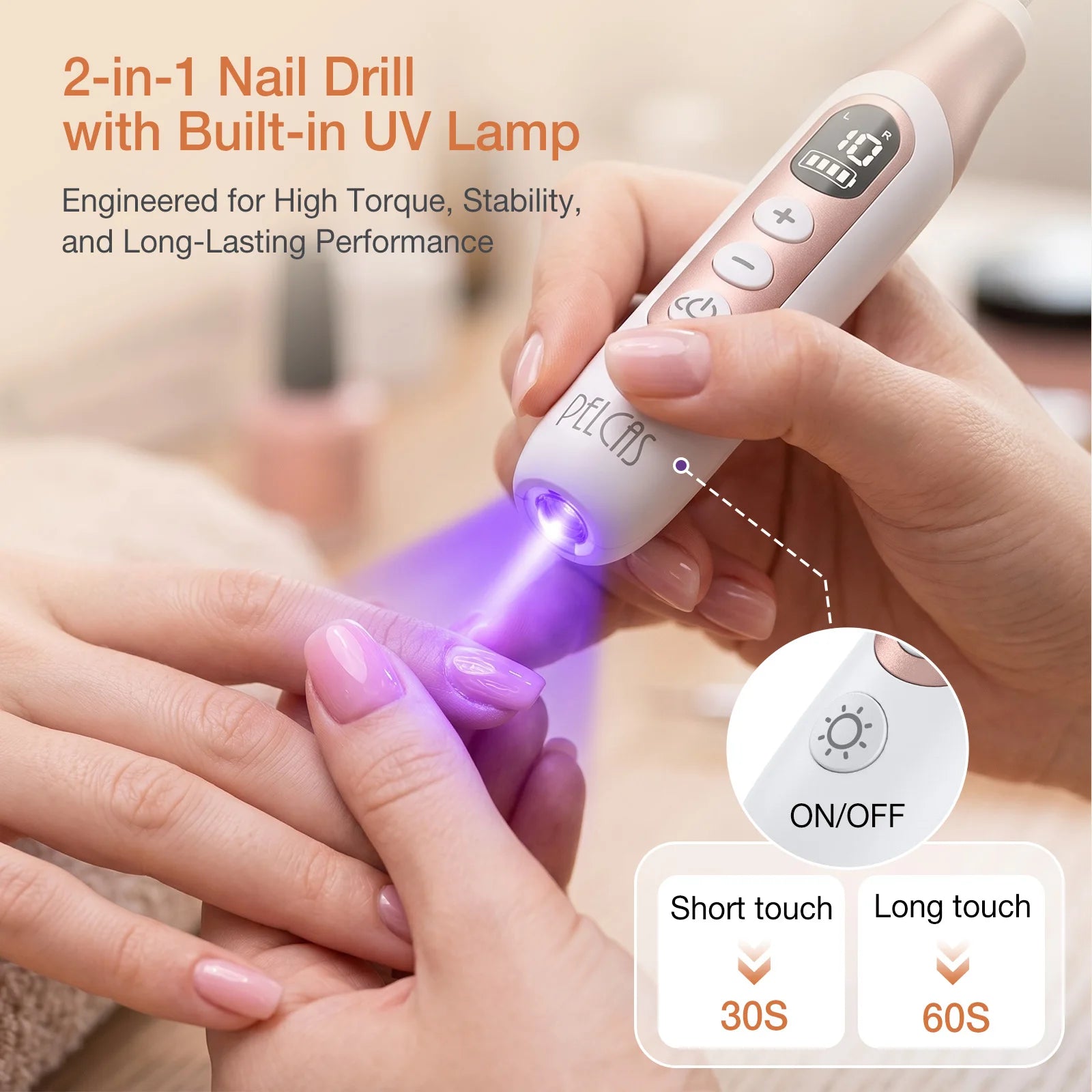 Lime à Ongles Électrique 45 000 RPM | Kit Manucure Portable avec UV, Recharge USB et Accessoires Professionnels