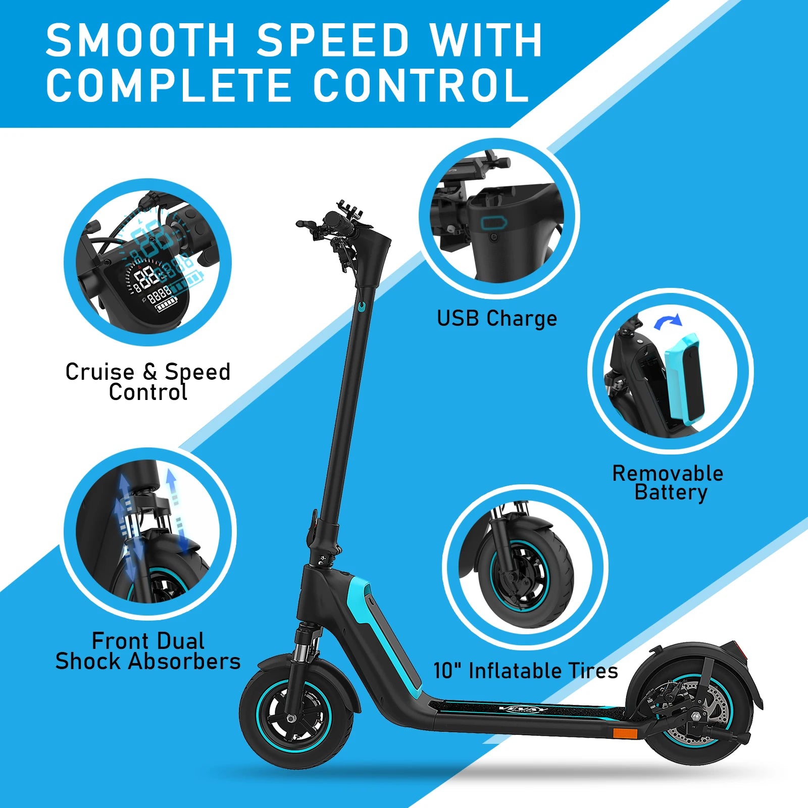 Trottinette électrique Q11 pliable 250 W, batterie 36 V 10,4 Ah, autonomie 30-40 km, contrôle via application
