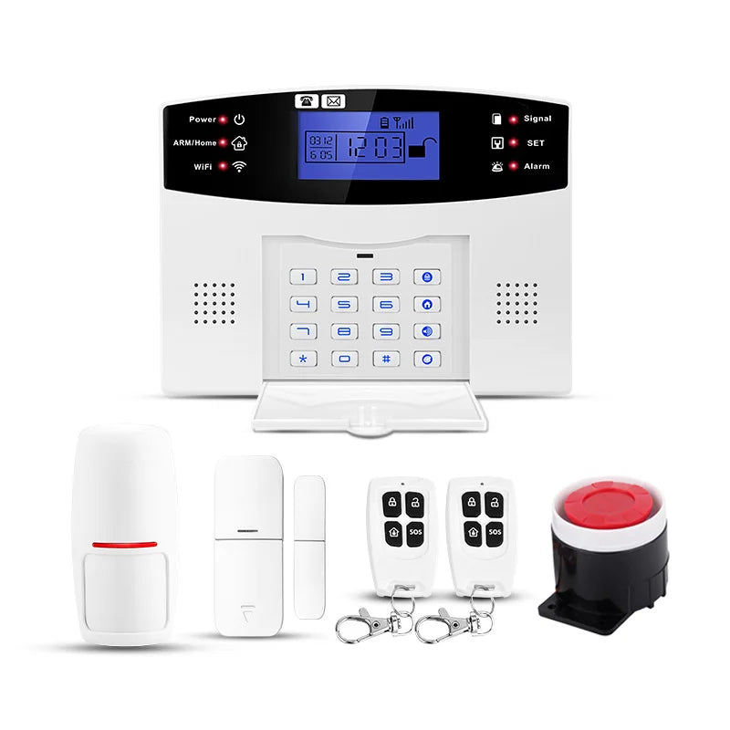 Dispositifs domotiques intelligents : kit d'alarme GSM 2,4 GHz compatible Wi-Fi 2,4 GHz avec application Tuya pour la sécurité de votre domicile.