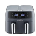 Friteuse à air électrique double Lumabella, en acier inoxydable et aluminium, sans huile, 220 V, carrée, pour usage domestique ou hôtelier