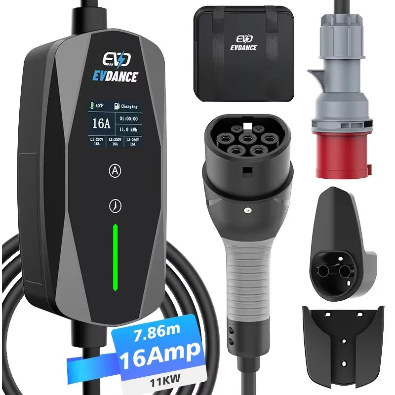 Nouvelle borne de recharge portable et réglable pour véhicules électriques, 11 kW, IP65