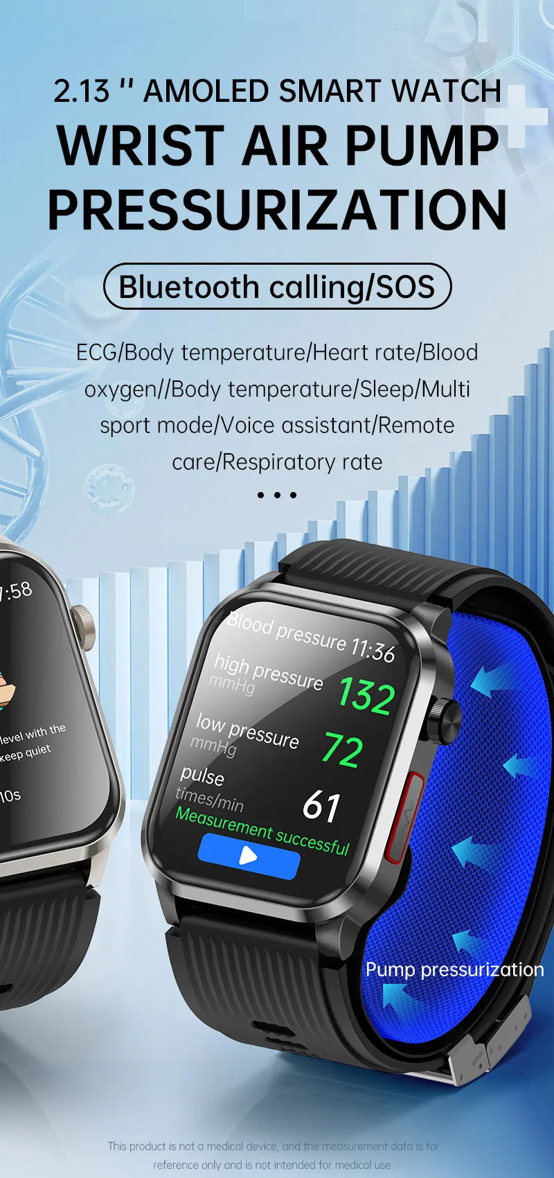 Bracelet Fitness Connecté – ECG, Tensiomètre, SpO2 & Suivi Activité