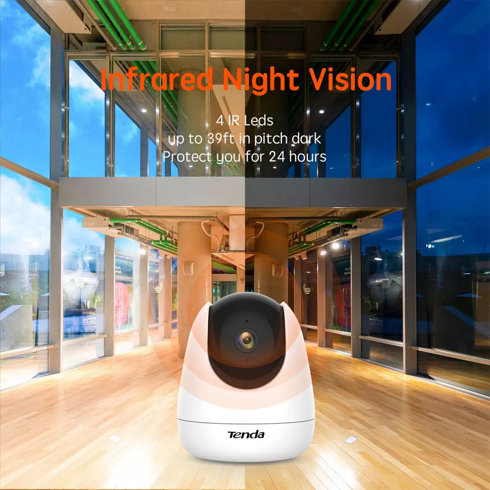 Tenda CP7 Caméra de Surveillance 4 MP | Wi-Fi, Vision Nocturne 360°, H.265 pour Maison, Bébés et Animaux