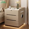 Table de Nuit Wayon – Charge Sans Fil, Enceinte BT, 3 Tiroirs & Verrou | Bois
