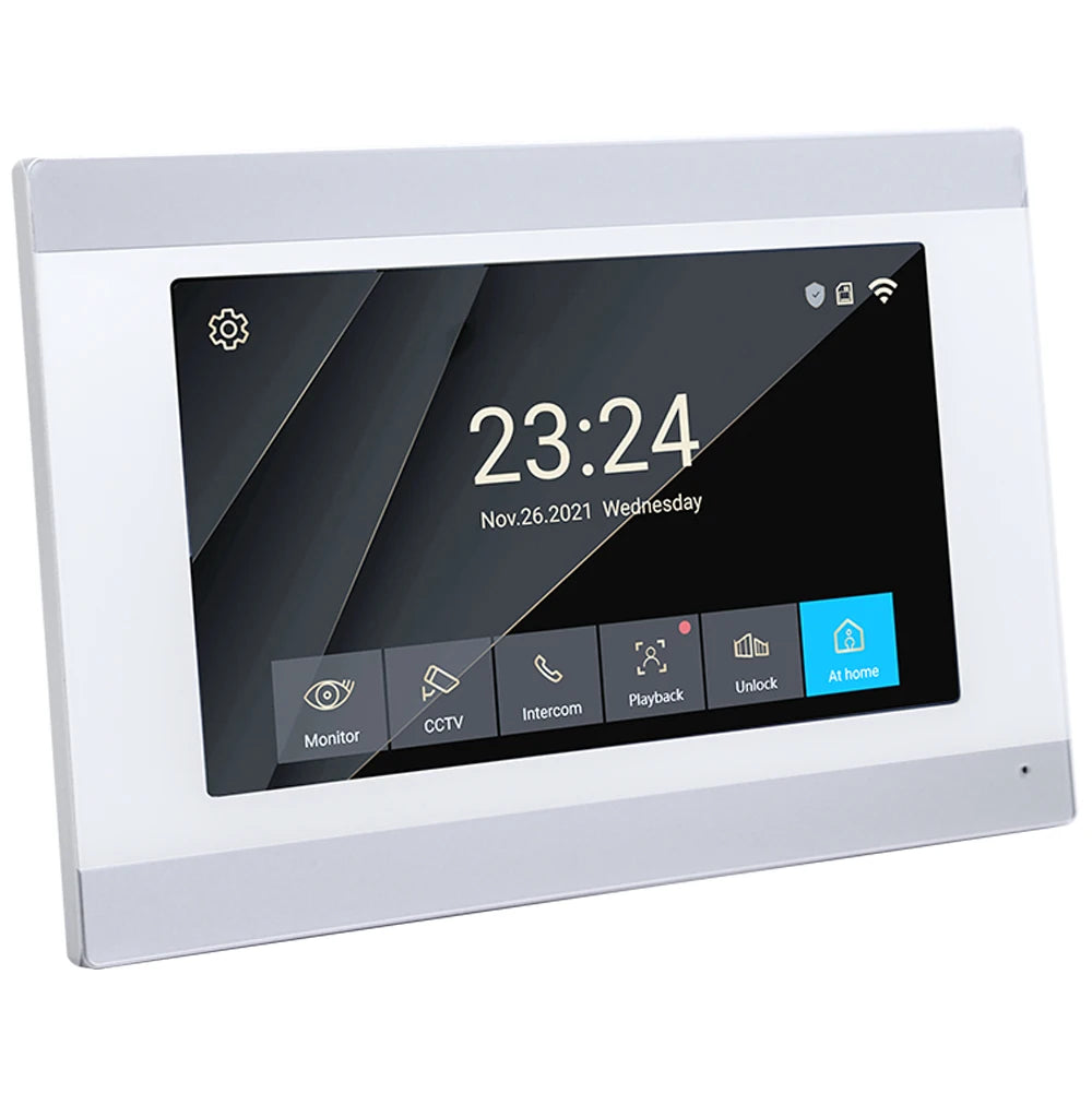 Interphone vidéo de haute qualité pour villa ou appartement, avec moniteur intérieur et interphone IP filaire pour appels résidents.