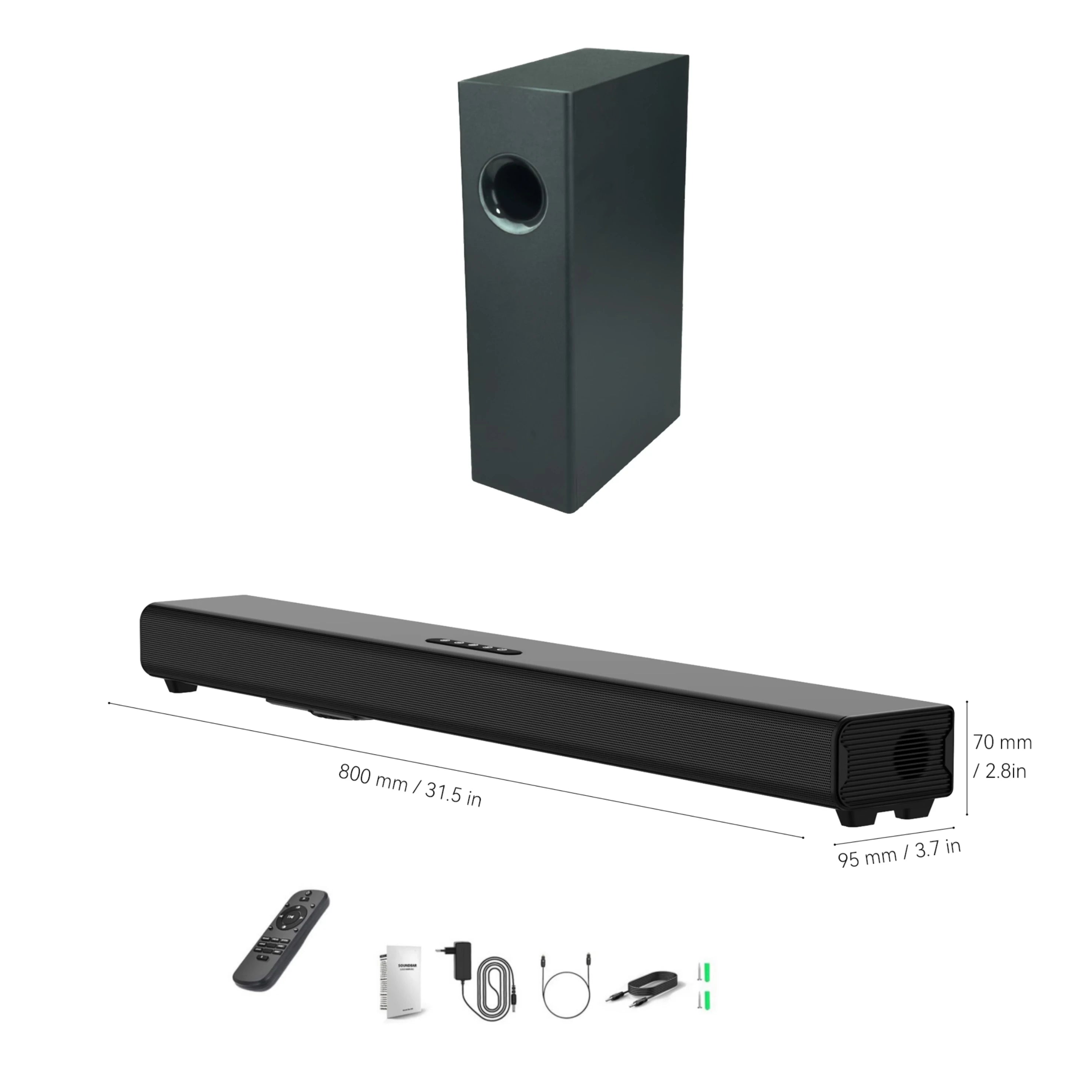 Barre de Son Bluetooth Enceinte – HiFi Stéréo Surround, Caisson de Basses & TV Gaming