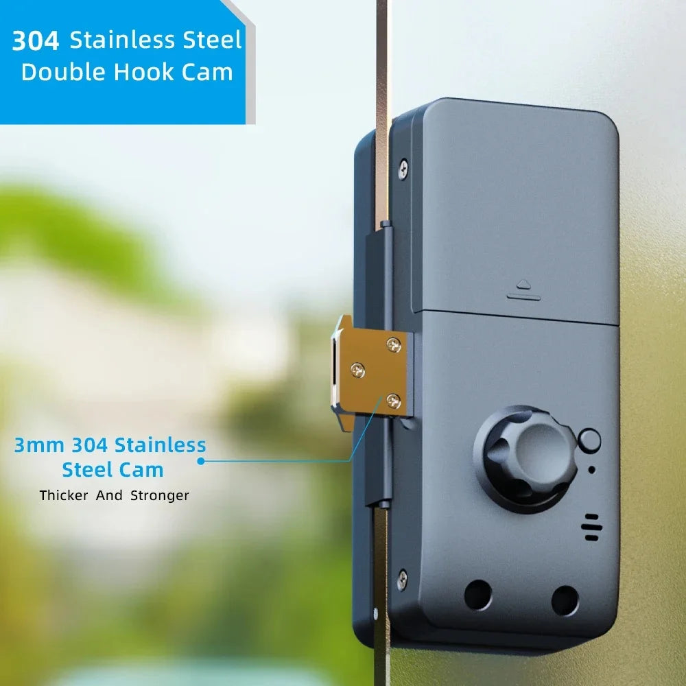 Serrure connectée Tuya Wifi pour porte en verre, déverrouillage par empreinte numérique, application, carte à puce ou mot de passe.
