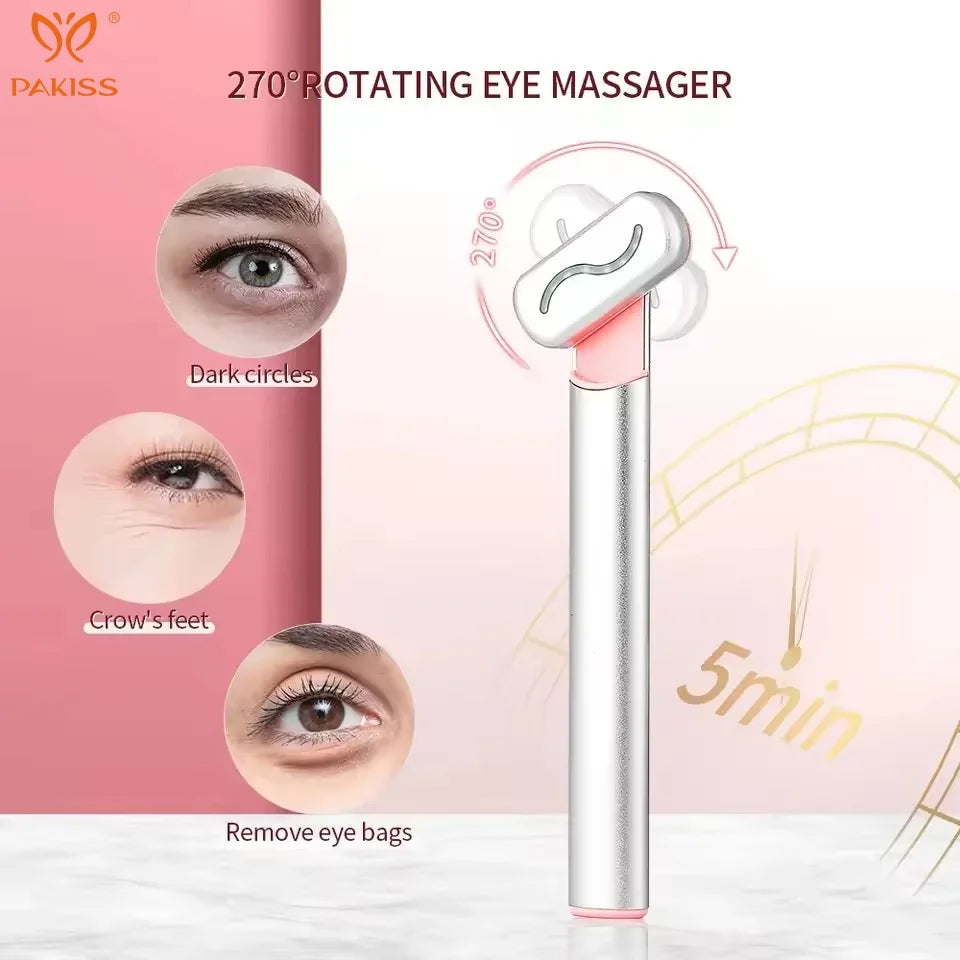 Appareil de beauté des yeux PAKISS, baguette de massage oculaire avec luminothérapie rouge pour le soin des yeux
