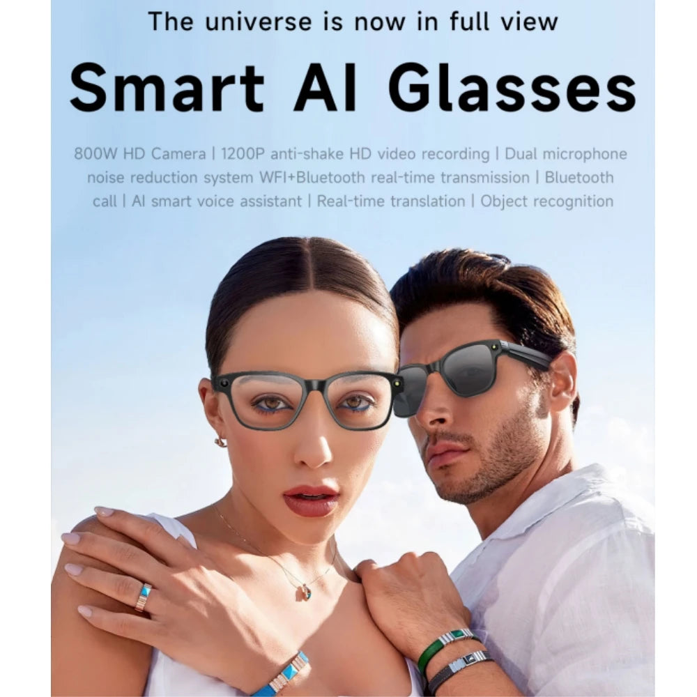 Lunettes IA L801 – Caméra 8MP 1200P, WiFi, ChatGPT, Traduction & Bluetooth 5.4