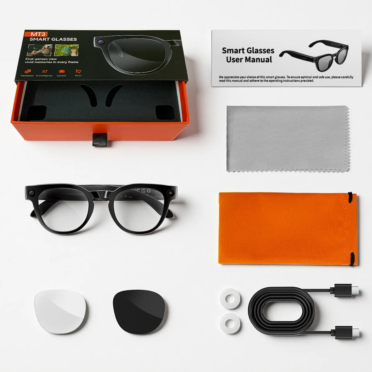 Lunettes IA MT3 2026 – Caméra 8MP, Assistant Vocal & Traduction WiFi | Sport