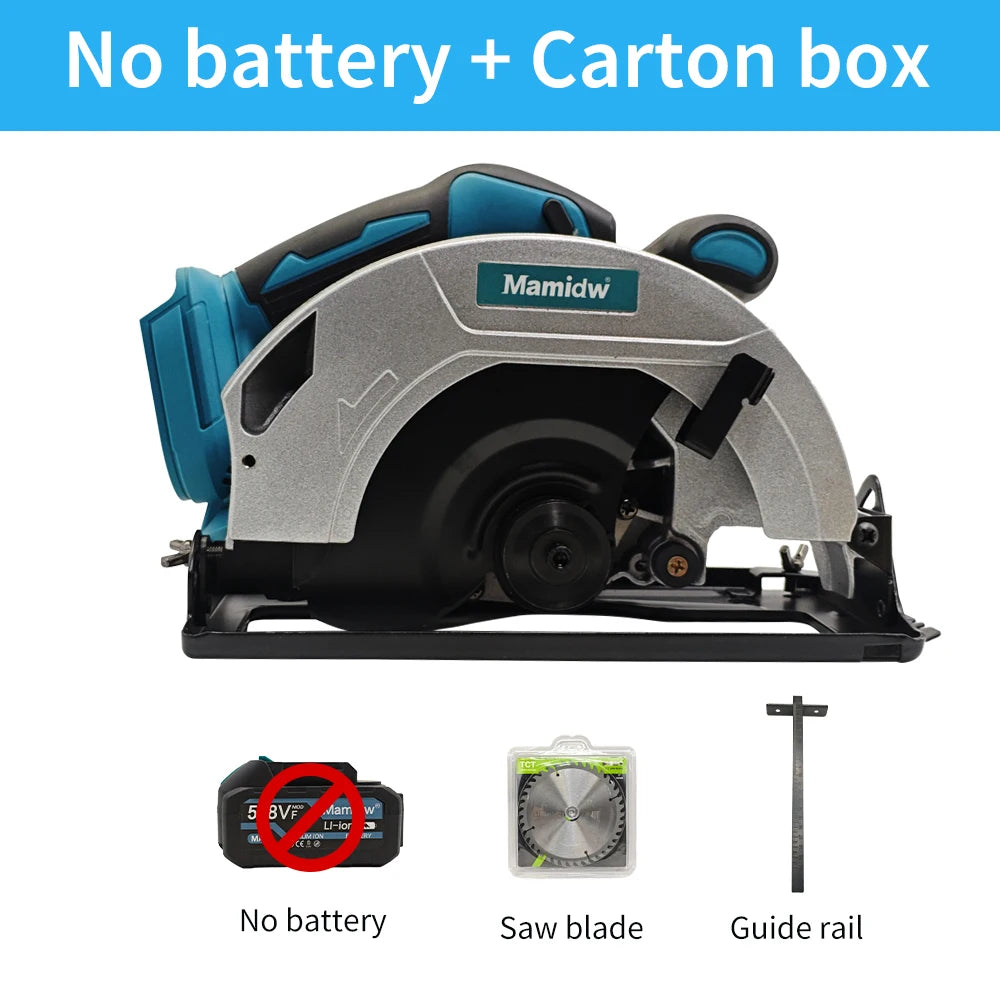 Scie électrique circulaire Mamidw 7'' avec profondeur de coupe réglable, double protection anti-éclaboussures, pour batterie 18 V