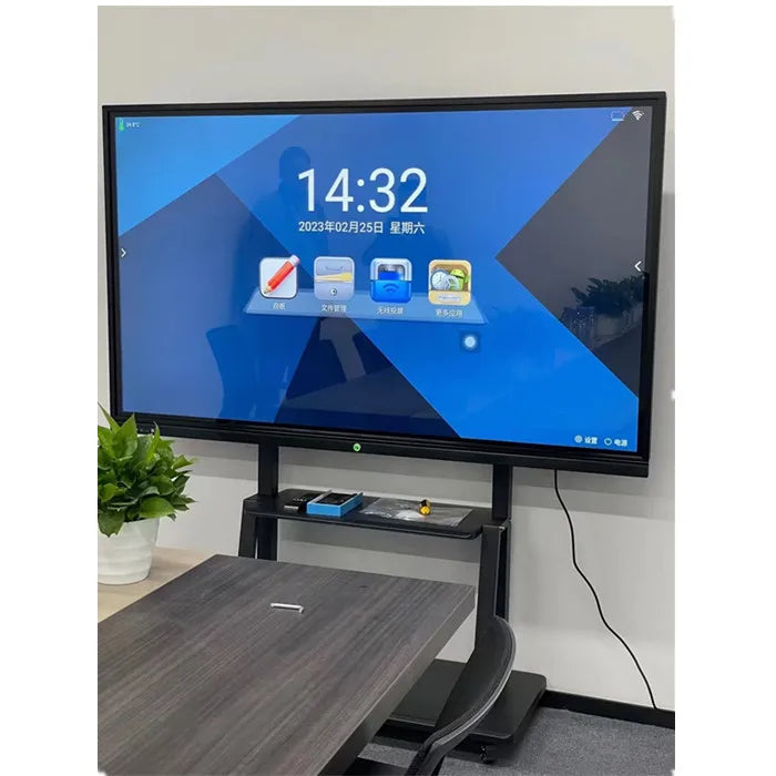 Grand écran LCD 4K 86/98 pouces (3840 x 2160) avec tableau blanc interactif tactile, idéal pour les réunions et l'éducation.