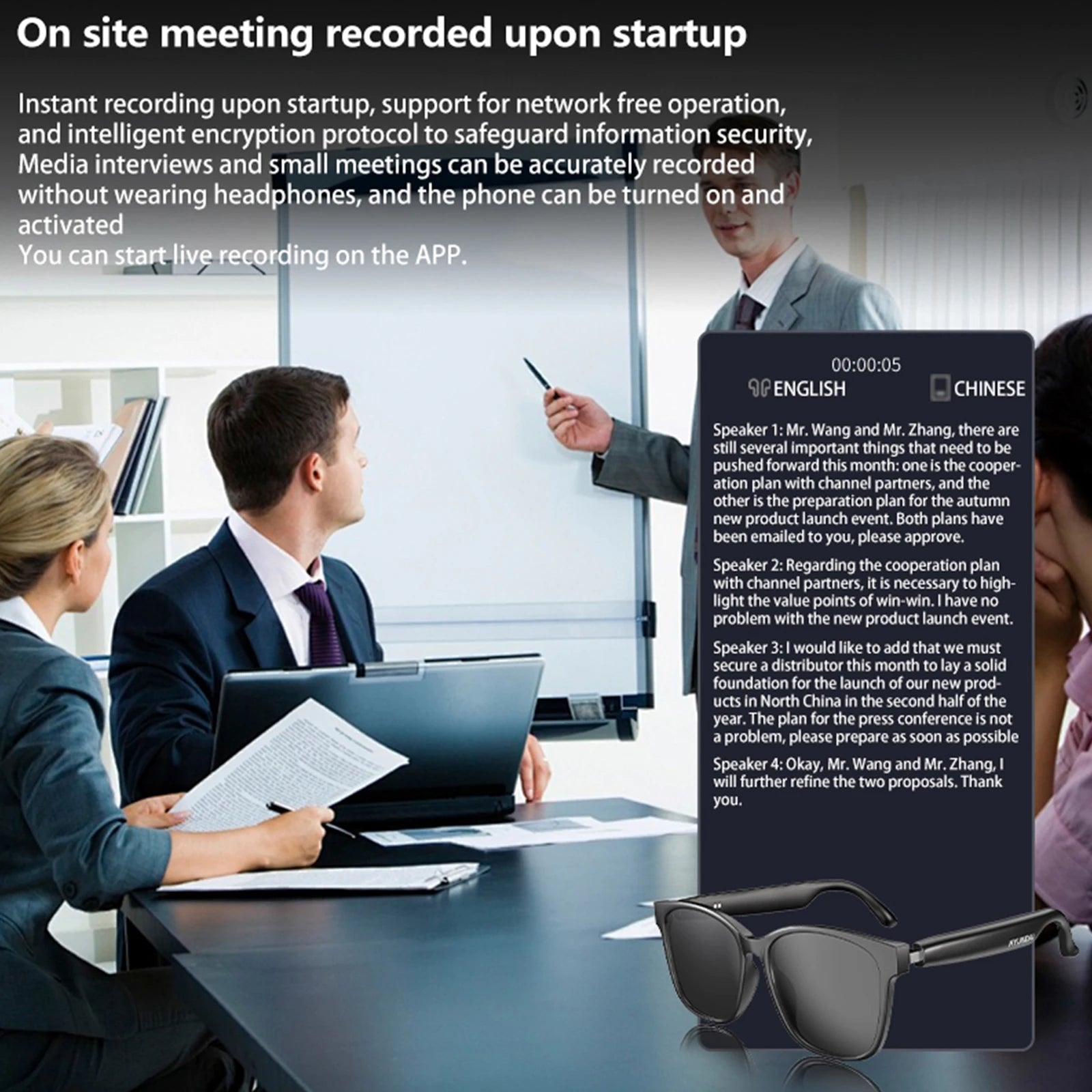 Lunettes Traducteur IA – Interprétation Simultanée, Bluetooth 5.4, Audio & Communication
