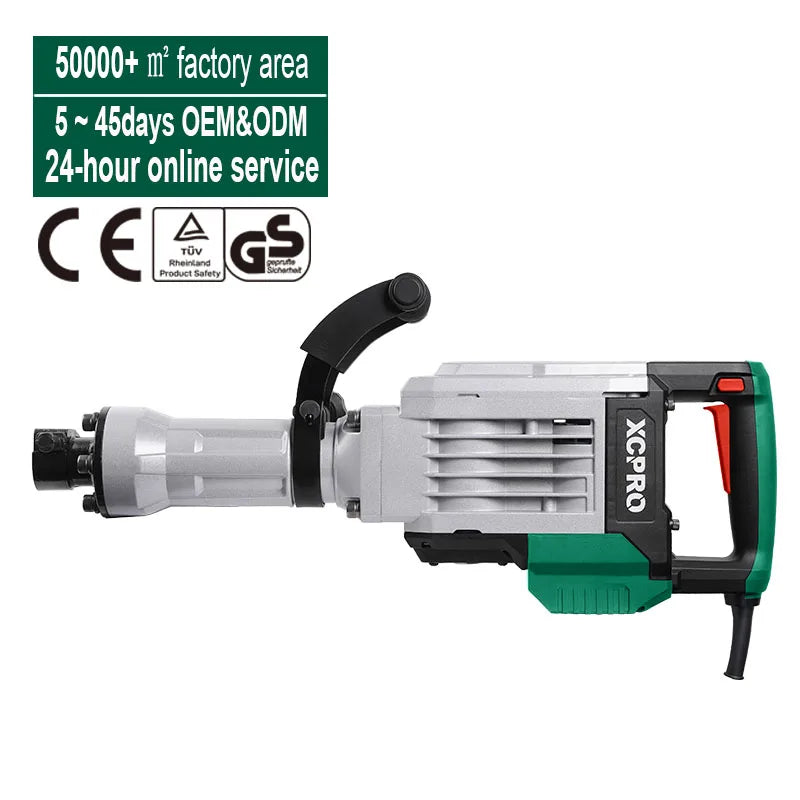 Marteau perforateur électrique professionnel haute puissance 1800W 65J, 2000 coups/min, pour travaux de construction lourds