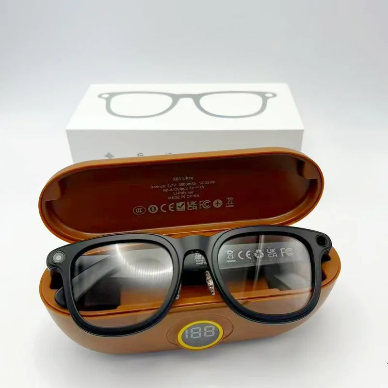 Lunettes IA X01 Ultra – Caméra 8MP, WiFi, ChatGPT & Appel BT | IPX6