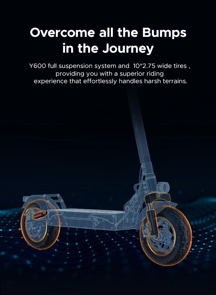 Trottinette électrique pliable et légère Y600, 500 W, 18 Ah, longue autonomie, étanche, suspension intégrale, livraison directe UE