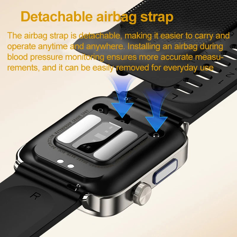 Montre Santé P300 – Tensiomètre Pompe à Air, ECG, SpO2, Température & Bluetooth 5.1