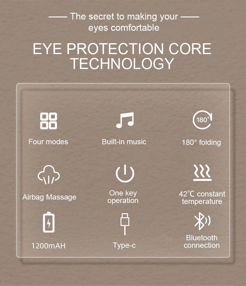 Masseur Oculaire Portable | Compression d’Air, Chauffage, Vibration et Musique pour Soulager la Fatigue des Yeux