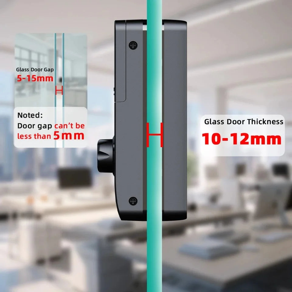 Serrure connectée Tuya Wifi pour porte en verre, déverrouillage par empreinte numérique, application, carte à puce ou mot de passe.
