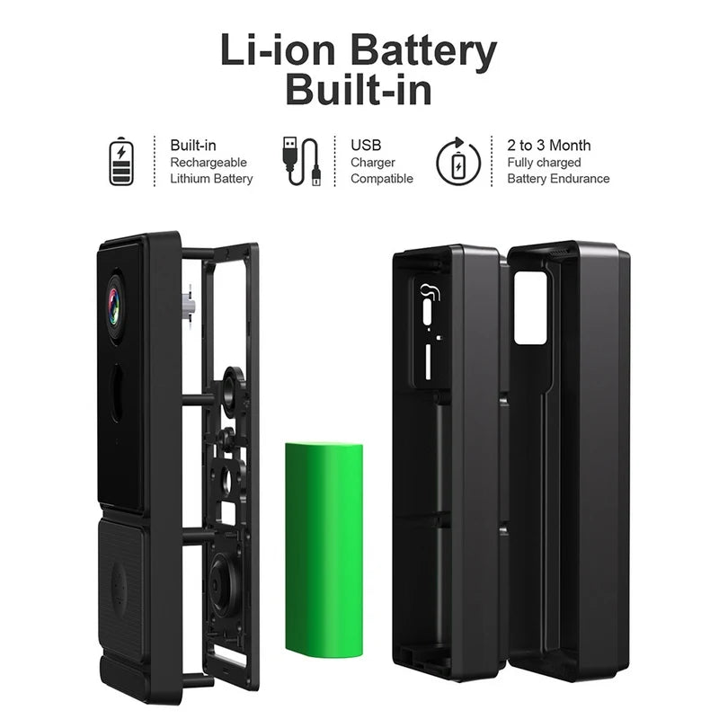 Sonnette vidéo sans fil intelligente IP65 1080p alimentée par batterie avec application Cloudedge, système d'interphone WiFi et moniteur