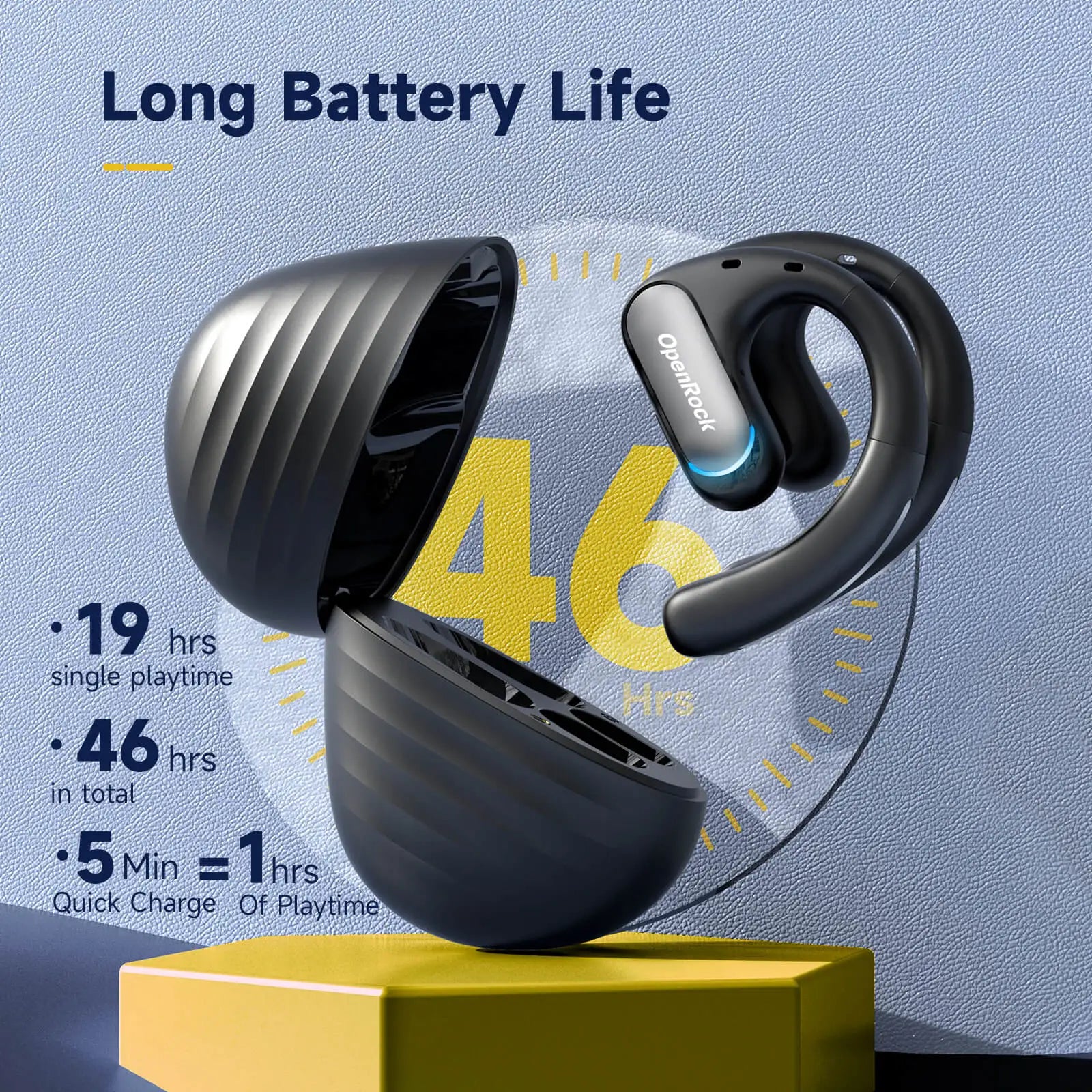 Écouteurs Open-Ear OpenRock T1 – Bluetooth 5.0, 15h Autonomie & IPX5 Sport