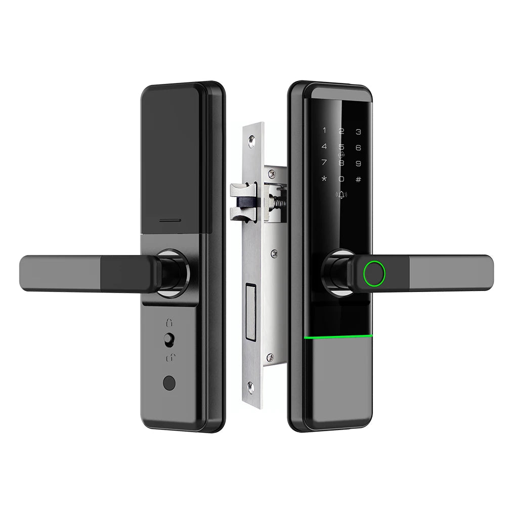 Serrure électronique Tuya Wifi avec application, haute sécurité, sans clé, empreinte numérique, serrure intelligente, carte de mot de passe, clé de secours, serrure connectée pour la maison.