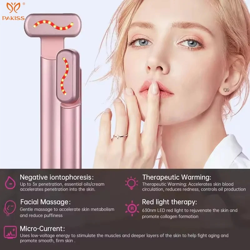 Appareil de beauté des yeux PAKISS, baguette de massage oculaire avec luminothérapie rouge pour le soin des yeux