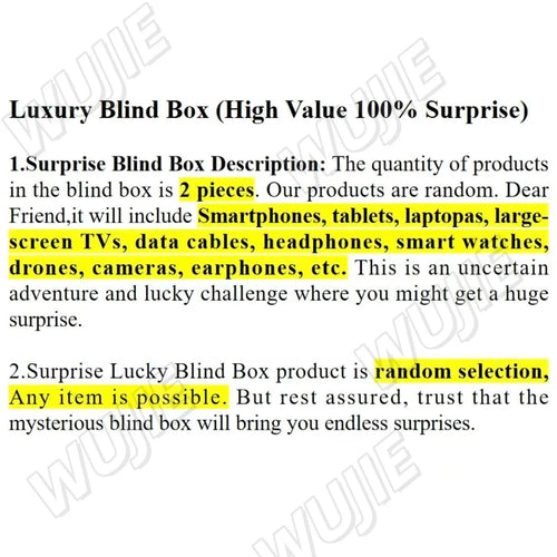 Box Mystère Lucky Électronique – Smartphone, Tablette, Ordinateur portable, TV, 100% Surprise