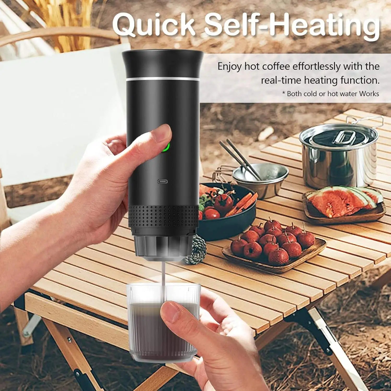 Machine à café à capsules portable 3 en 1, compacte et multifonctionnelle, idéale pour les voyages et les activités de plein air.