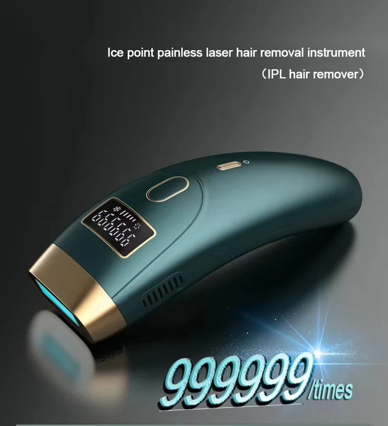 Épilateur laser IPL portable à 999 999 flashs pour une épilation définitive et indolore.