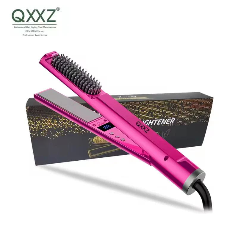 Lisseur 3 en 1 QXXZ, peigne + lisseur + brosse de massage, céramique, 60 W, 120-230°C, LED