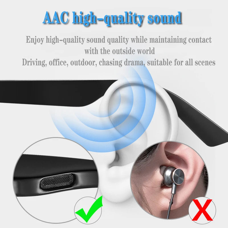 Lunettes Audio Bluetooth – Anti-Lumière Bleue, UV400, Unisexe & Haut-Parleur Intégré