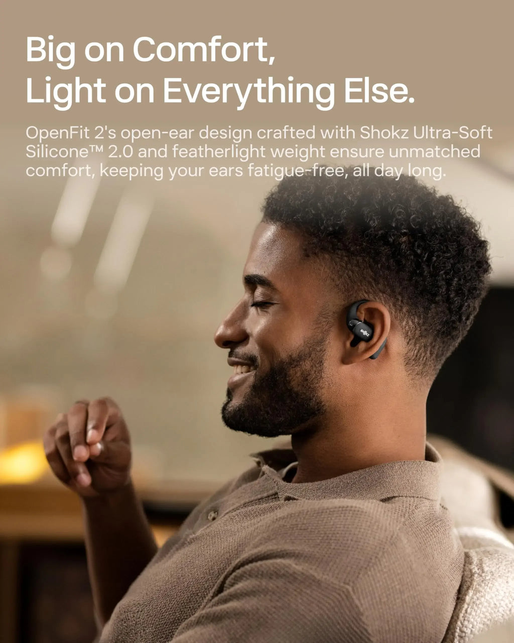 Écouteurs Open-Ear SHOKZ OpenFit 2 – Bluetooth, LED, Micro & Crochet Confortable