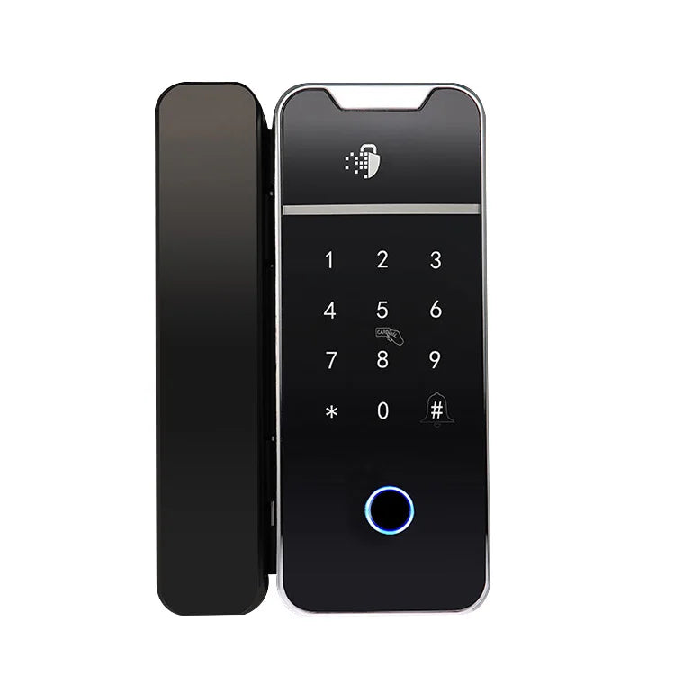 Serrure intelligente Bluetooth TTLOCK économique et populaire pour portes vitrées sans cadre, sans clé, avec lecteur d'empreintes numériques numérique, idéale pour la sécurité des bureaux.