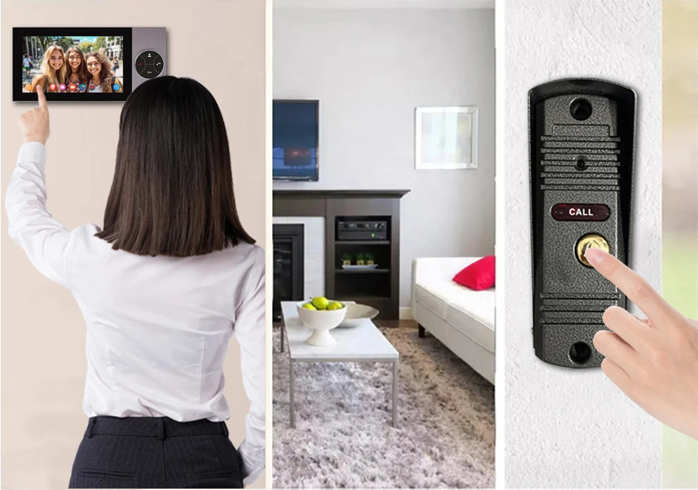 Sonnette Vidéo 1080p avec Écran 7" | Interphone Wi-Fi, Application Tuya et Contrôle par Smartphone