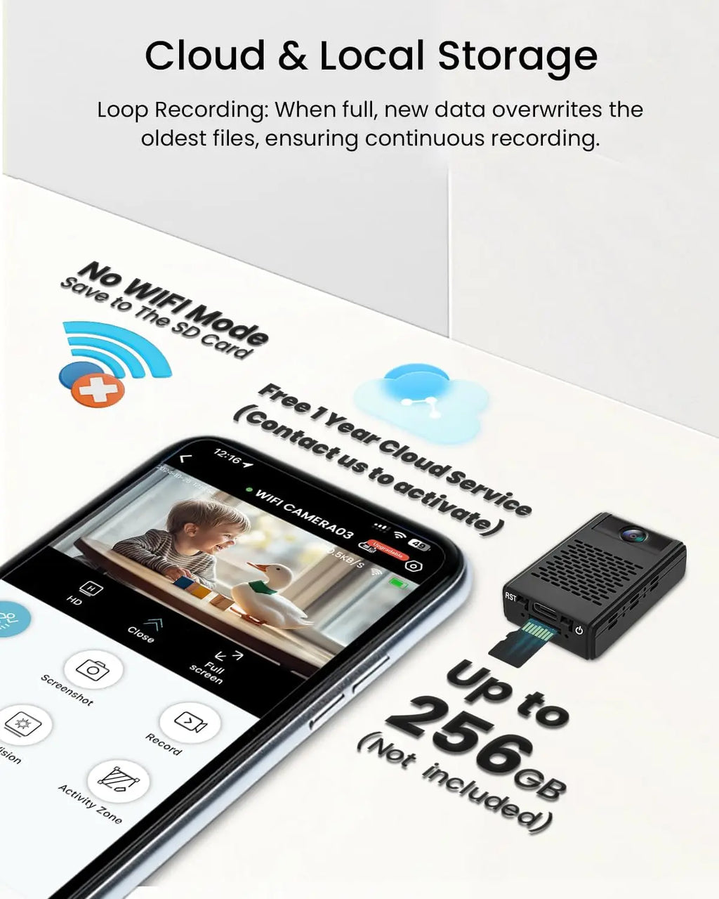 Mini caméra sans fil HD 1080p avec détection de mouvement et vision nocturne - Caméra de sécurité IP CCTV pour la maison